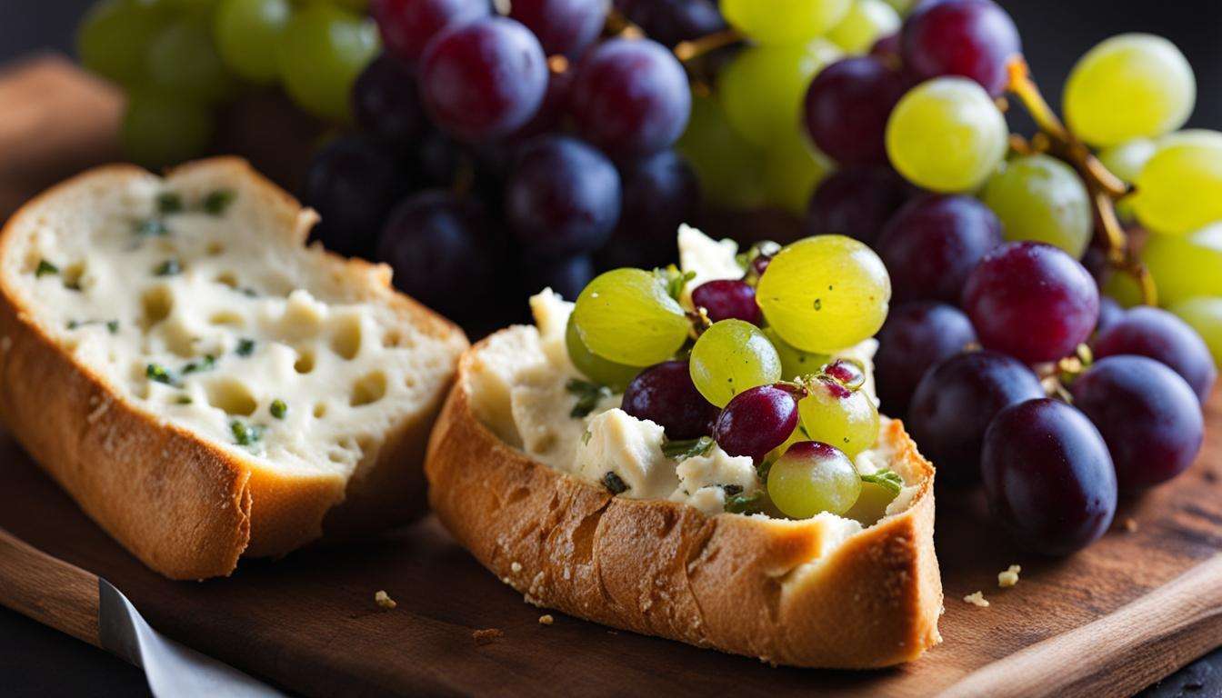 Crusty Baguette with Cheese and Grapes Crusty Baguette with Cheese and Grapes